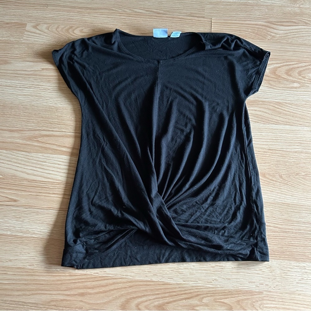 Antibes Blanc Black Twist Front Blouse XS